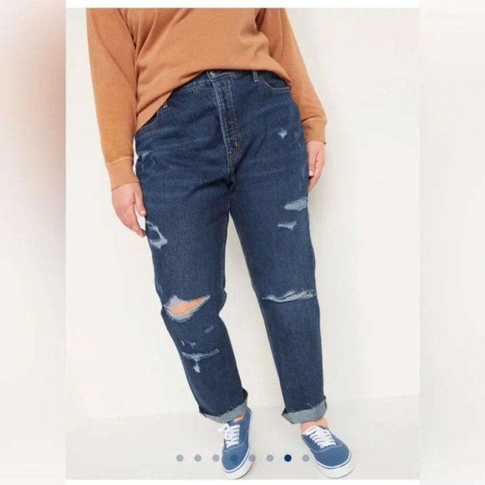 Old Navy 18P PETITE Boyfriend ripped Slouchy Straight Jeans  (C2)